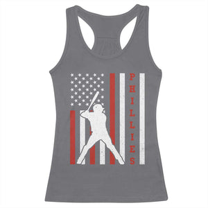 Phillies Baseball Racerback Tank Top Cool Distressed Philadelphia Red October US Flag TS10 Charcoal Print Your Wear