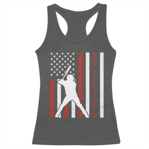 Phillies Baseball Racerback Tank Top Cool Distressed Philadelphia Red October US Flag TS10 Dark Heather Print Your Wear