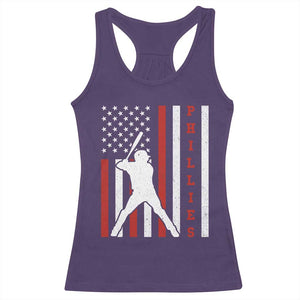 Phillies Baseball Racerback Tank Top Cool Distressed Philadelphia Red October US Flag TS10 Purple Print Your Wear