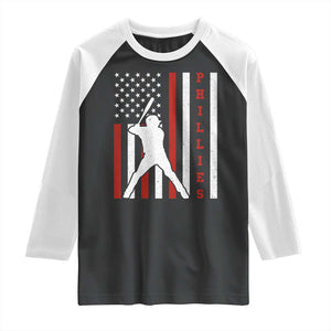 Philly Baseball Raglan Shirt Cool Distressed Philadelphia Red October US Flag TS10 Black White Print Your Wear