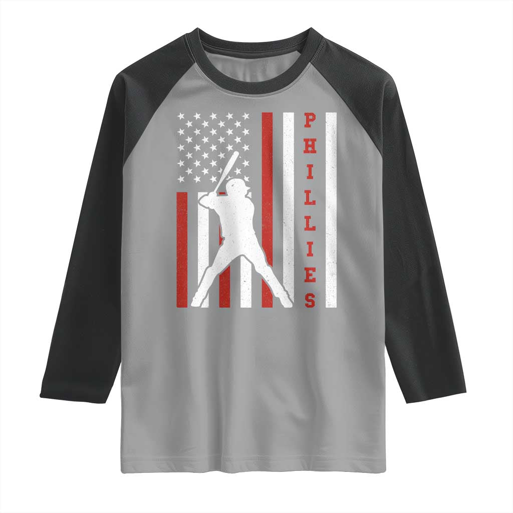 Philly Baseball Raglan Shirt Cool Distressed Philadelphia Red October US Flag TS10 Sport Gray Black Print Your Wear