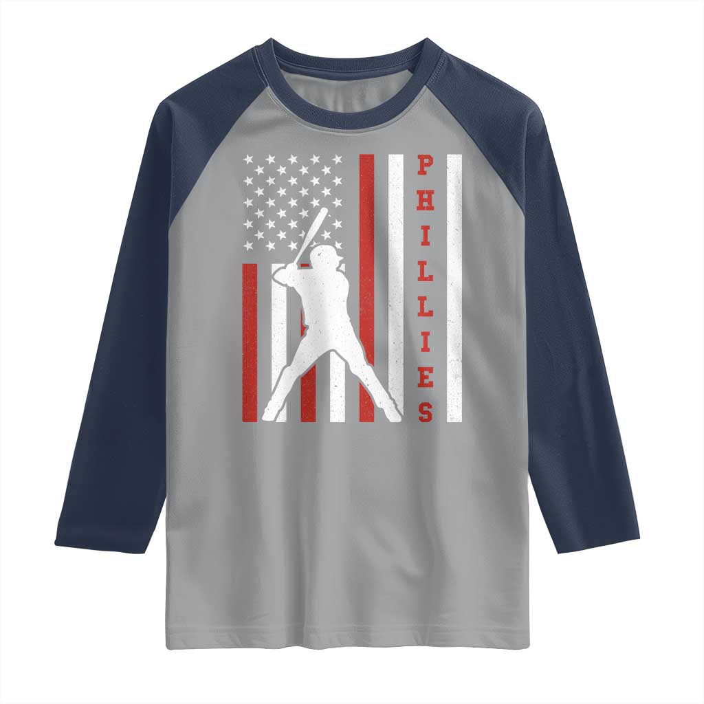 Philly Baseball Raglan Shirt Cool Distressed Philadelphia Red October US Flag TS10 Sport Gray Navy Print Your Wear