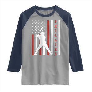 Philly Baseball Raglan Shirt Cool Distressed Philadelphia Red October US Flag TS10 Sport Gray Navy Print Your Wear
