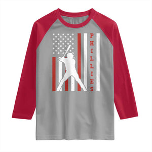 Philly Baseball Raglan Shirt Cool Distressed Philadelphia Red October US Flag TS10 Sport Gray Red Print Your Wear