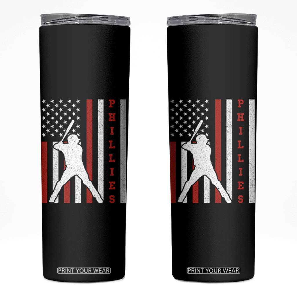Phillies Baseball Skinny Tumbler Cool Distressed Philadelphia Red October US Flag TS10 Black Print Your Wear