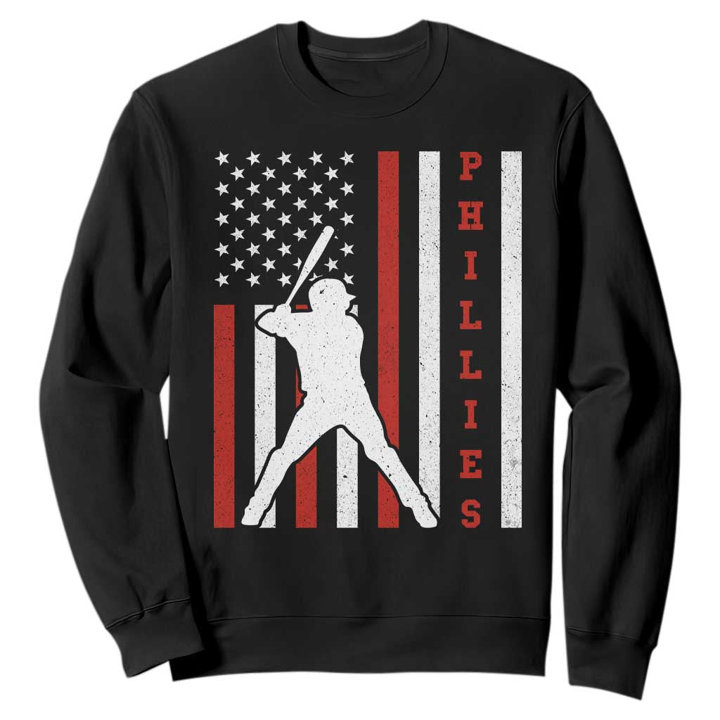 Phillies Baseball Sweatshirt Cool Distressed Philadelphia Red October US Flag TS10 Black Print Your Wear