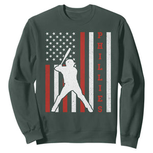 Phillies Baseball Sweatshirt Cool Distressed Philadelphia Red October US Flag TS10 Dark Forest Green Print Your Wear