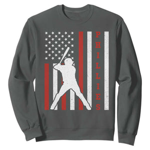 Phillies Baseball Sweatshirt Cool Distressed Philadelphia Red October US Flag TS10 Dark Heather Print Your Wear