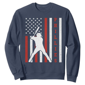 Phillies Baseball Sweatshirt Cool Distressed Philadelphia Red October US Flag TS10 Navy Print Your Wear