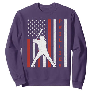 Phillies Baseball Sweatshirt Cool Distressed Philadelphia Red October US Flag TS10 Purple Print Your Wear