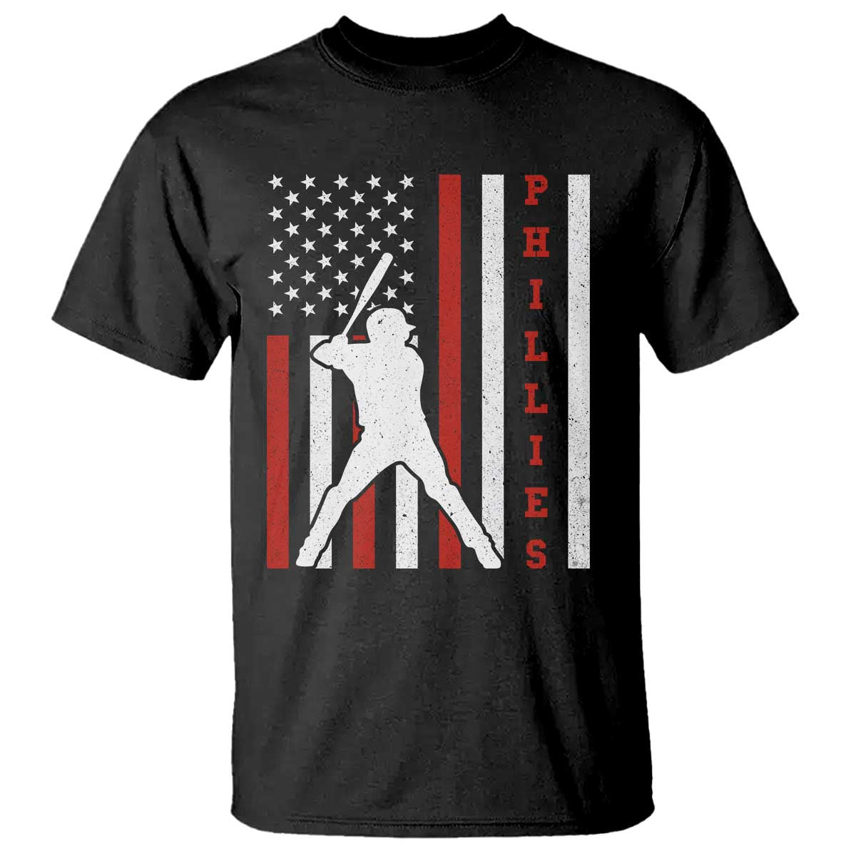 Phillies Baseball T Shirt Cool Distressed Philadelphia Red October US Flag TS10 Black Print Your Wear