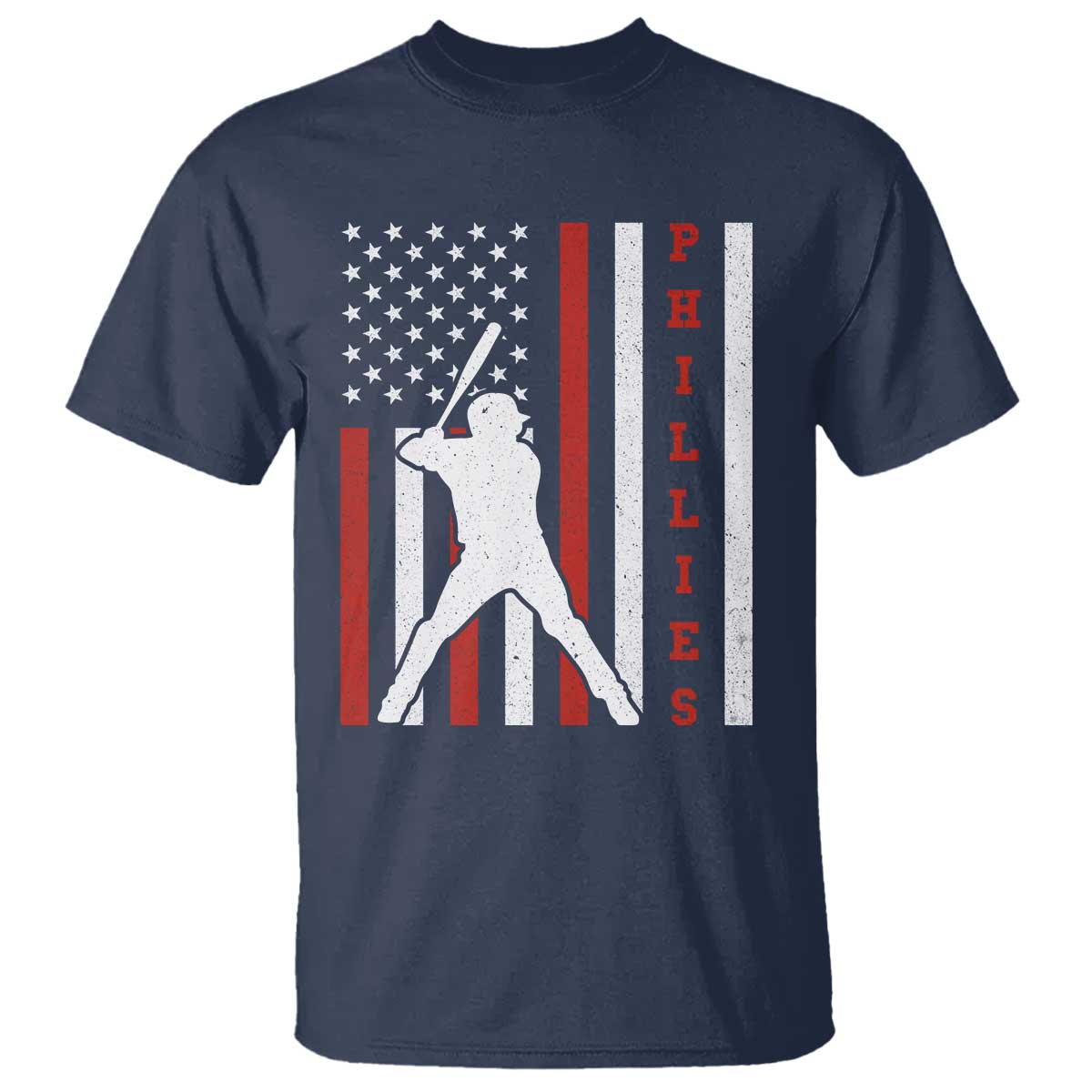 Philly Baseball T Shirt Cool Distressed Philadelphia Red October US Flag TS10 Navy Print Your Wear