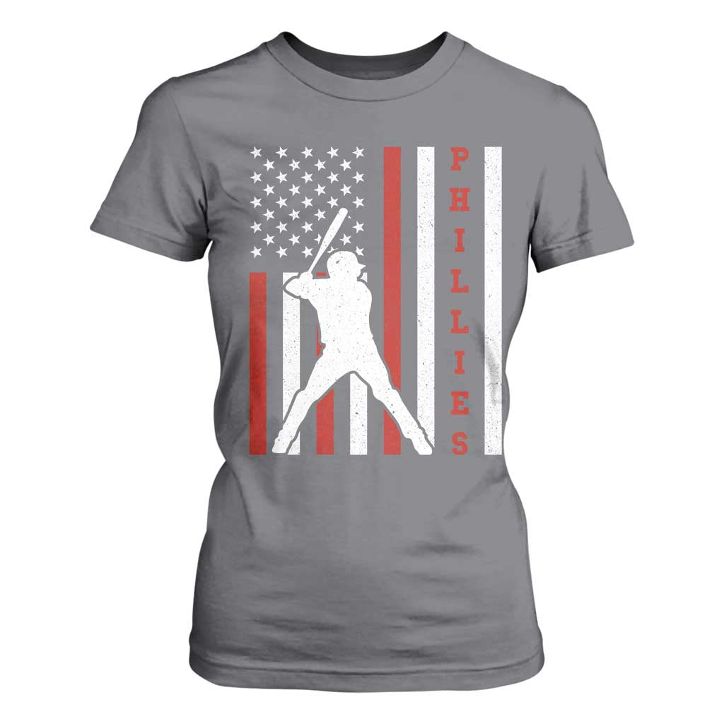 Philly Baseball T Shirt For Women Cool Distressed Philadelphia Red October US Flag TS10 Charcoal Print Your Wear