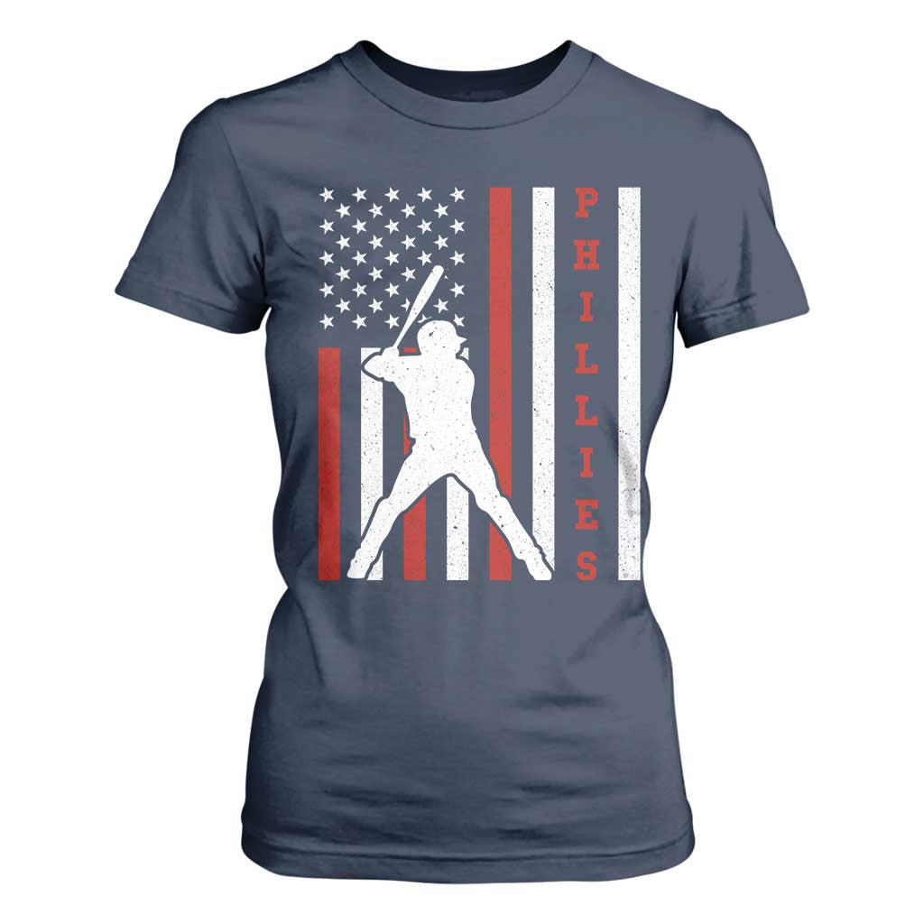 Phillies Baseball T Shirt For Women Cool Distressed Philadelphia Red October US Flag TS10 Navy Print Your Wear
