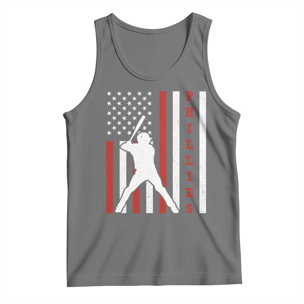 Phillies Baseball Tank Top Cool Distressed Philadelphia Red October US Flag TS10 Black Heather Print Your Wear