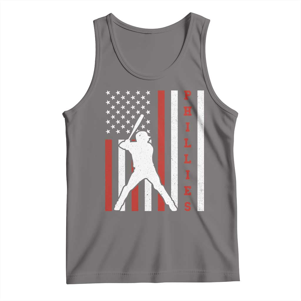 Philly Baseball Tank Top Cool Distressed Philadelphia Red October US Flag TS10 Deep Heather Print Your Wear