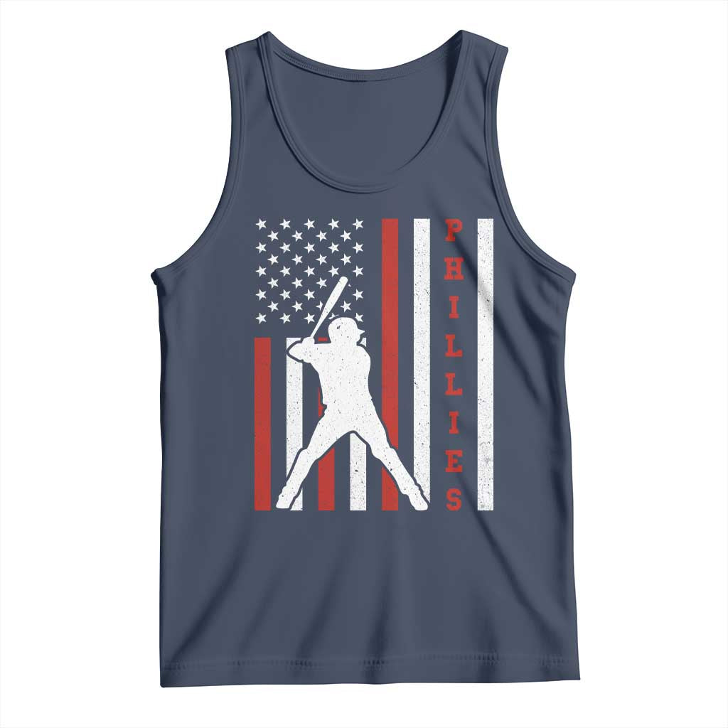 Phillies Baseball Tank Top Cool Distressed Philadelphia Red October US Flag TS10 Navy Print Your Wear