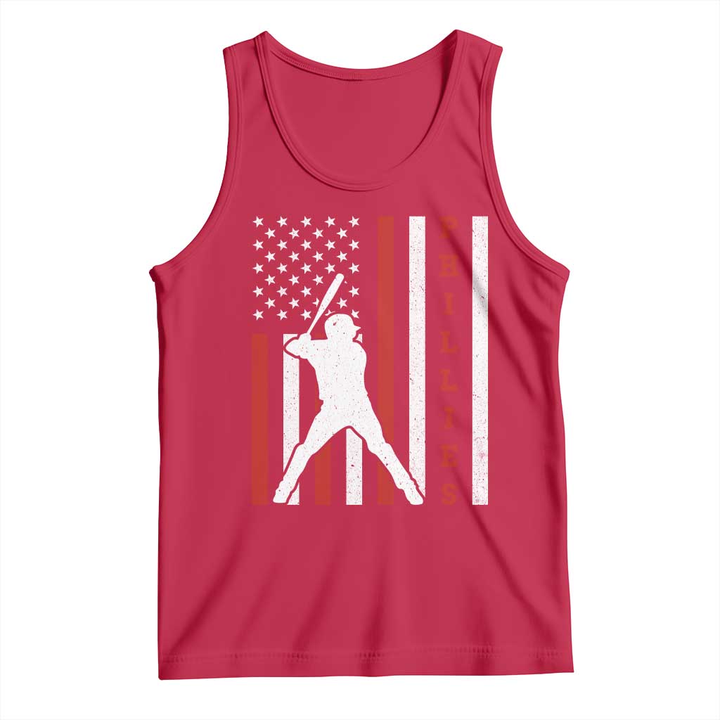Philly Baseball Tank Top Cool Distressed Philadelphia Red October US Flag TS10 Red Print Your Wear
