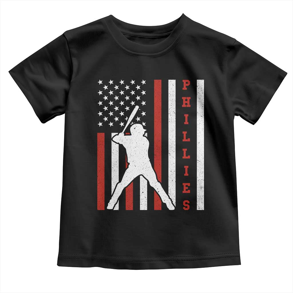 Phillies Baseball Toddler T Shirt Cool Distressed Philadelphia Red October US Flag TS10 Black Print Your Wear