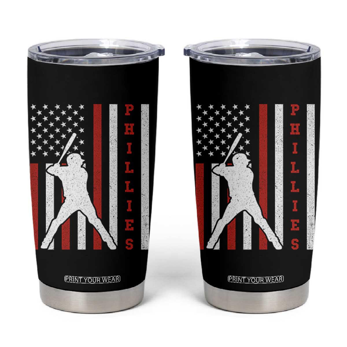 Phillies Baseball Tumbler Cup Cool Distressed Philadelphia Red October US Flag TS10 Black Print Your Wear