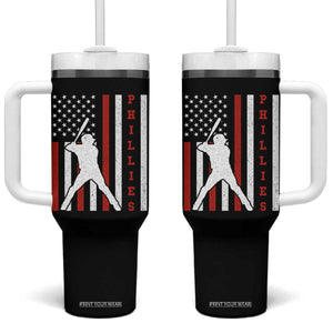 Phillies Baseball Tumbler With Handle Cool Distressed Philadelphia Red October US Flag TS10 One Size: 40 oz Black Print Your Wear