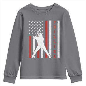 Phillies Baseball Youth Sweatshirt Cool Distressed Philadelphia Red October US Flag TS10 Charcoal Print Your Wear