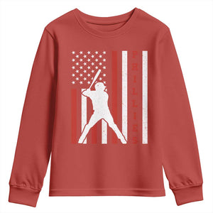 Phillies Baseball Youth Sweatshirt Cool Distressed Philadelphia Red October US Flag TS10 Red Print Your Wear