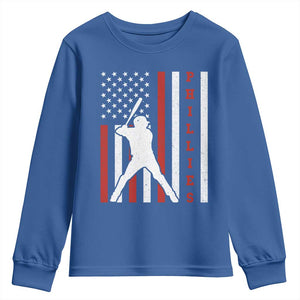 Phillies Baseball Youth Sweatshirt Cool Distressed Philadelphia Red October US Flag TS10 Royal Blue Print Your Wear