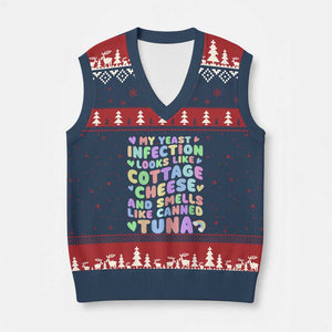 Inappropriate Adult V-Neck Knit Sweater Vest Funny My Yeast Infection Roulette Game TS10 Navy Red Print Your Wear
