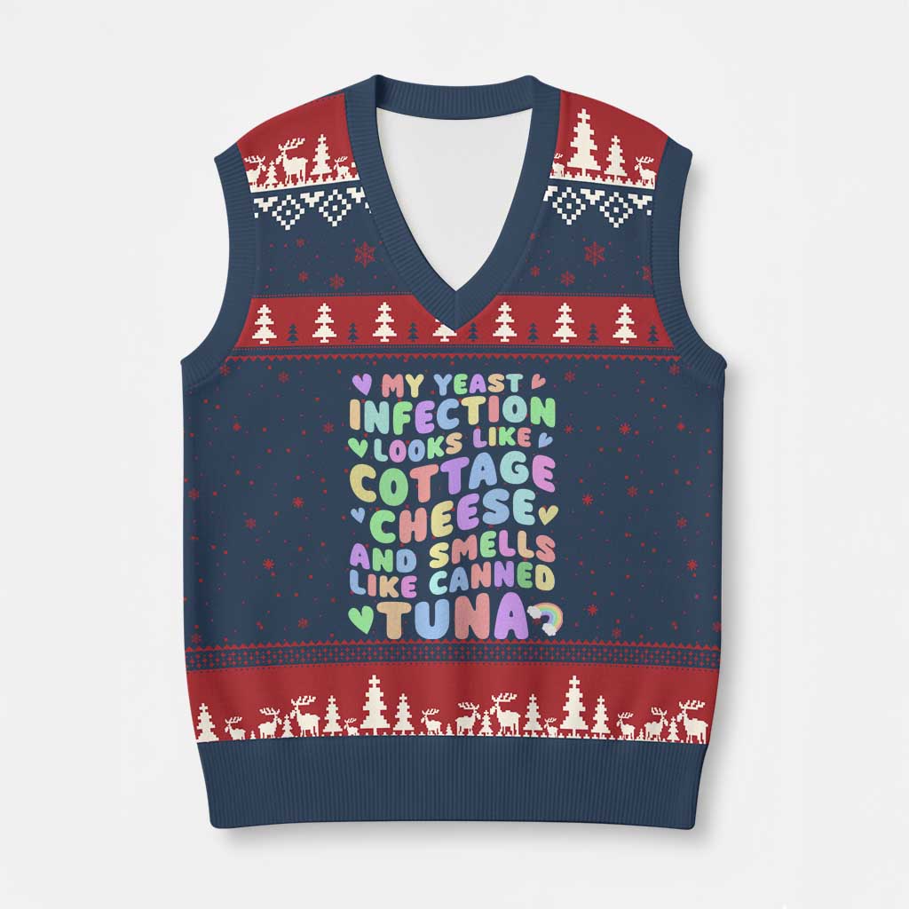 Inappropriate Adult V-Neck Knit Sweater Vest Funny My Yeast Infection Roulette Game TS10 Navy Red Print Your Wear