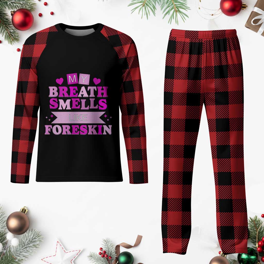 Dirty Humor Plaid Pajama Set My Breath Smells Like Foreskin TS10 Buffalo Plaid Print Your Wear