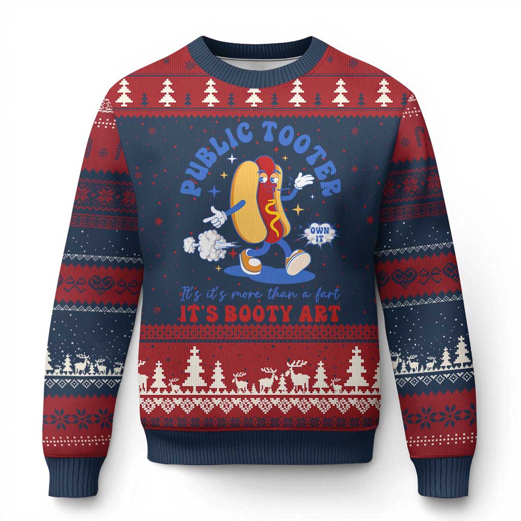 Funny Embarrassing Ugly Christmas Sweater Public Tooter It's More Than A Fart Inappropriate TS10 Navy Red Print Your Wear