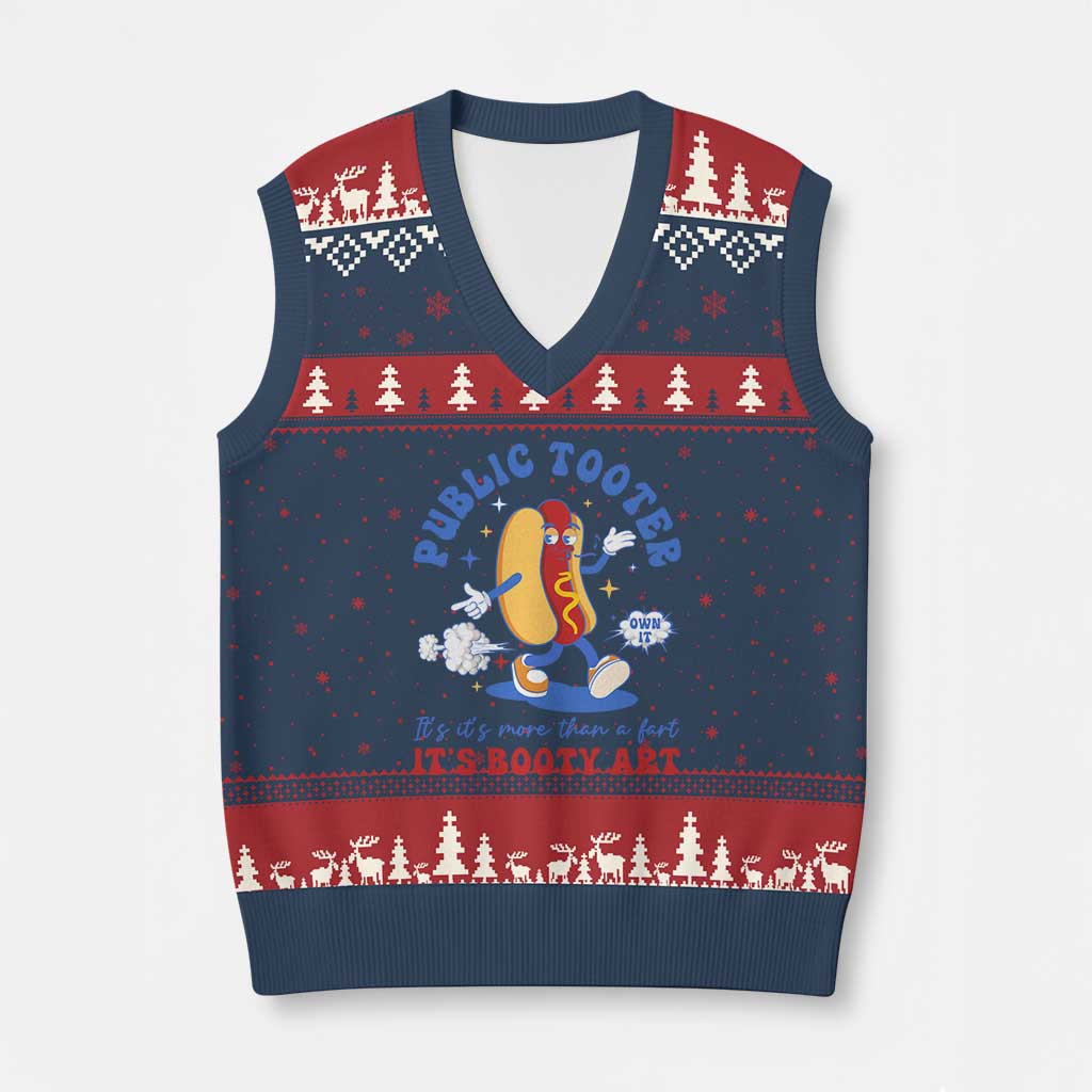 Funny Embarrassing V-Neck Knit Sweater Vest Public Tooter It's More Than A Fart Inappropriate TS10 Navy Red Print Your Wear