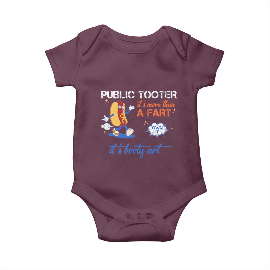 Public Tooter Baby Onesie Its More Than A Fart Funny Inappropriate Embarrassing TS10 Maroon Print Your Wear