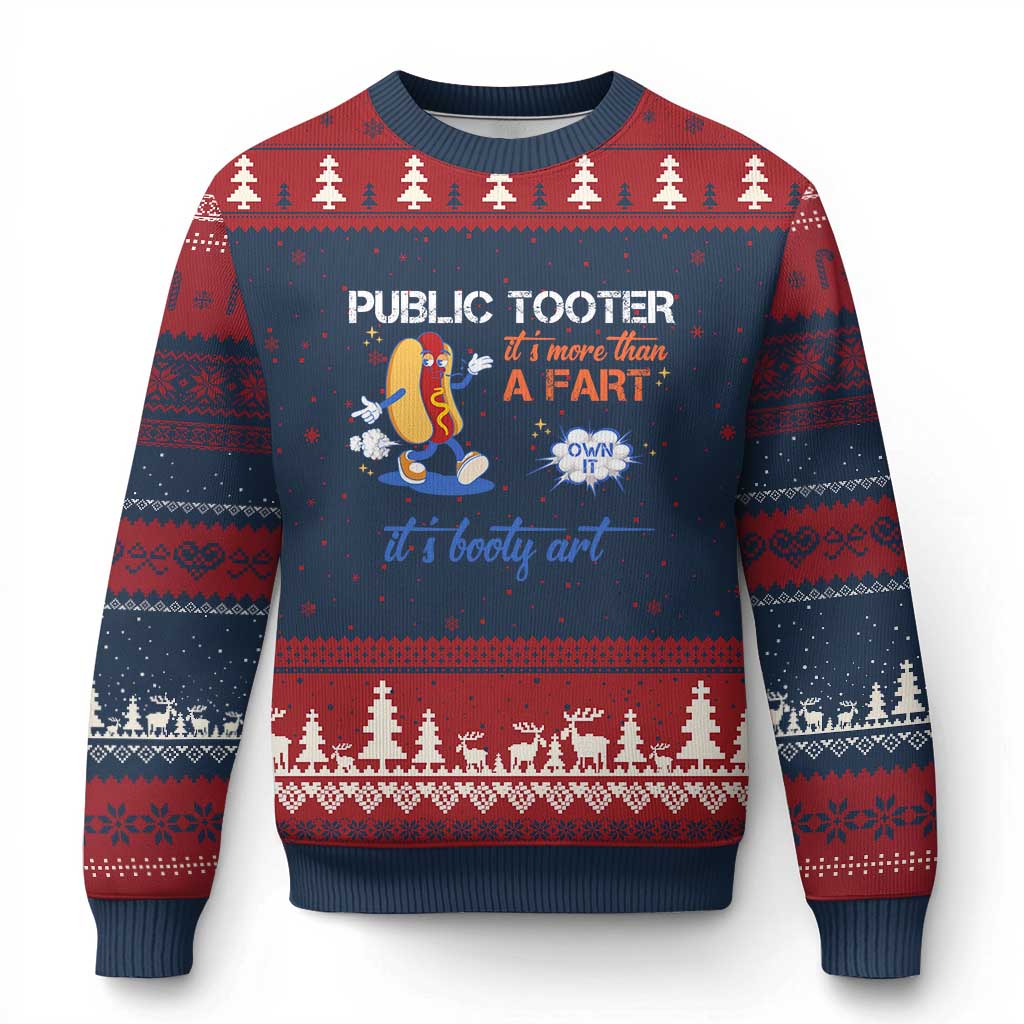 Public Tooter Ugly Christmas Sweater Its More Than A Fart Funny Inappropriate Embarrassing TS10 Navy Red Print Your Wear