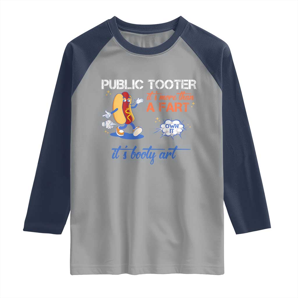 Public Tooter Raglan Shirt Its More Than A Fart Funny Inappropriate Embarrassing TS10 Sport Gray Navy Print Your Wear