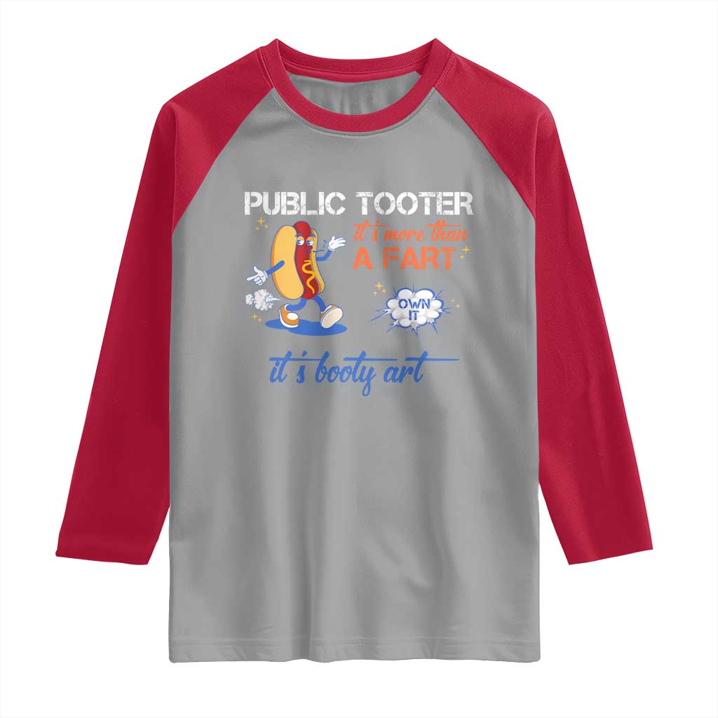 Public Tooter Raglan Shirt Its More Than A Fart Funny Inappropriate Embarrassing TS10 Sport Gray Red Print Your Wear