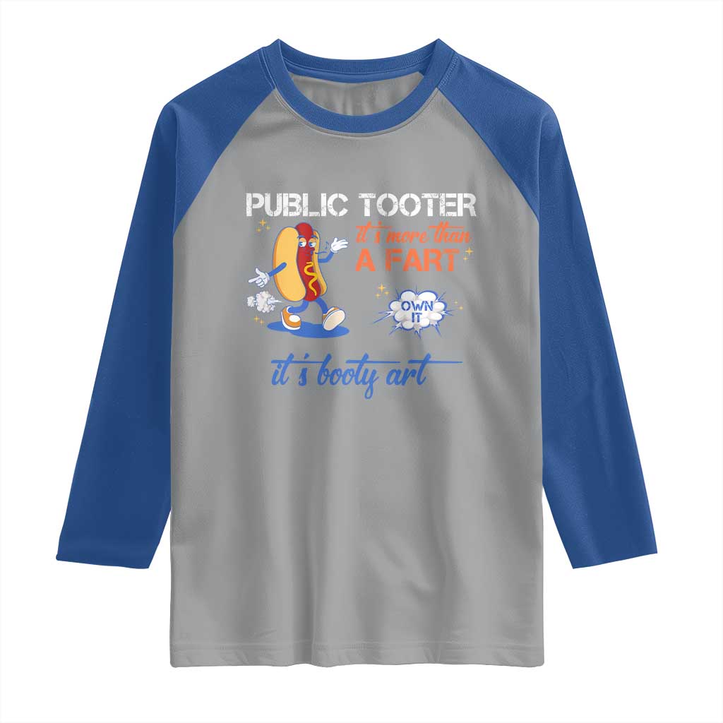 Public Tooter Raglan Shirt Its More Than A Fart Funny Inappropriate Embarrassing TS10 Sport Gray Royal Print Your Wear