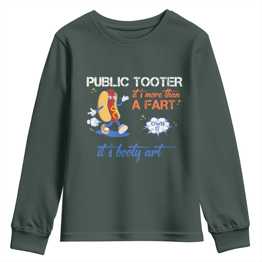 Public Tooter Youth Sweatshirt Its More Than A Fart Funny Inappropriate Embarrassing TS10 Dark Forest Green Print Your Wear
