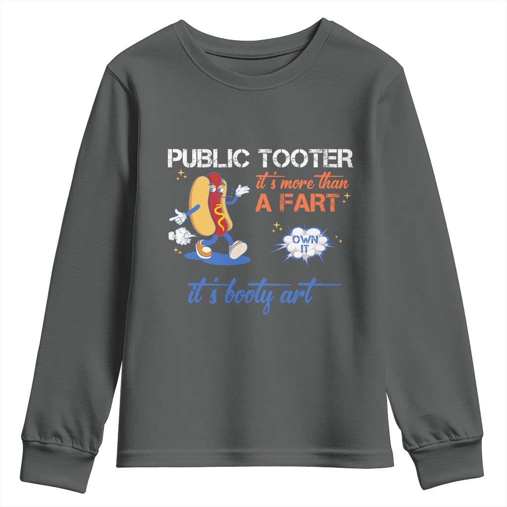 Public Tooter Youth Sweatshirt Its More Than A Fart Funny Inappropriate Embarrassing TS10 Dark Heather Print Your Wear