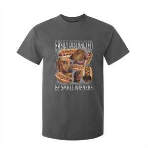 Funny Offensive Dachshund T Shirt For Kid Easily Distracted By Small Wieners Bootleg Meme TS10 Dark Heather Print Your Wear