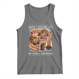 Funny Offensive Dachshund Tank Top Easily Distracted By Small Wieners Bootleg Meme TS10 Black Heather Print Your Wear
