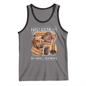 Funny Offensive Dachshund Tank Top Easily Distracted By Small Wieners Bootleg Meme TS10 Deep Heather Black Print Your Wear