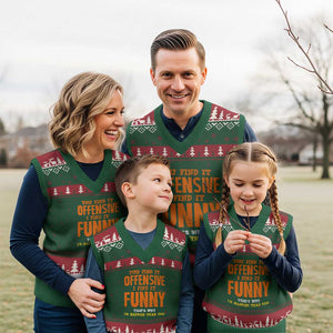 Funny Sarcastic Saying V-Neck Knit Sweater Vest Offensive Happy Feeling Quote TS10 Red Green Print Your Wear