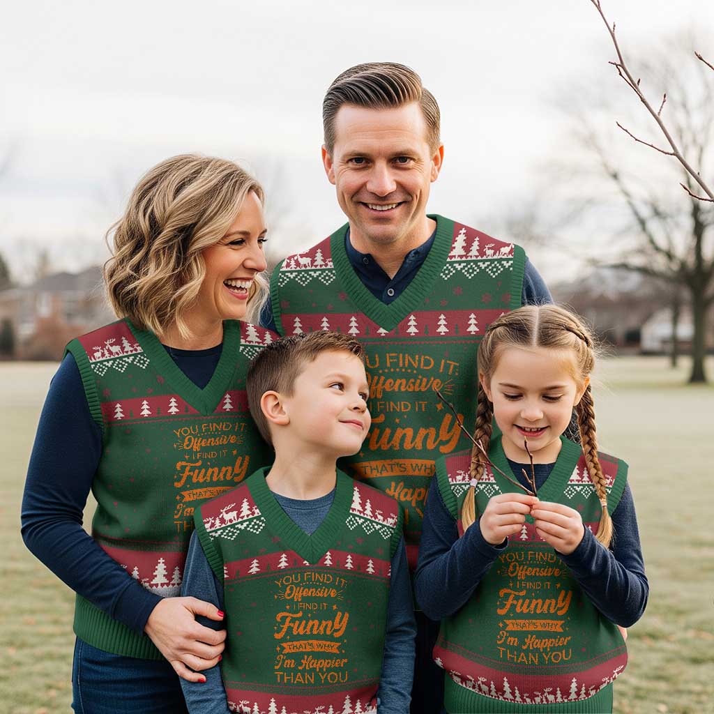 Funny Sarcastic Saying V-Neck Knit Sweater Vest Adult Humor Offensive Happy Feeling Quote TS10 Red Green Print Your Wear