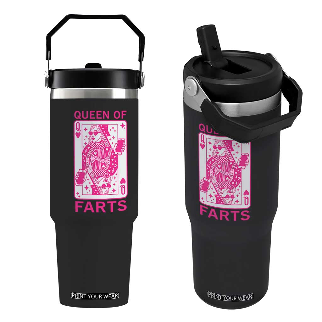 Queen of Farts Flip Straw Tumbler Funny Joke Inappropriate Fart Prank Gift TS10 One Size: 30 oz Black Print Your Wear