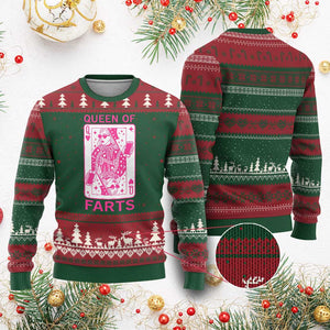 Queen of Farts Ugly Christmas Sweater Funny Joke Inappropriate Fart Prank Gift TS10 Red Green Print Your Wear