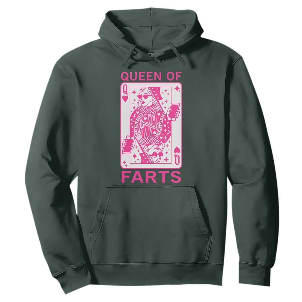 Queen of Farts Hoodie Funny Joke Inappropriate Fart Prank Gift TS10 Dark Forest Green Print Your Wear