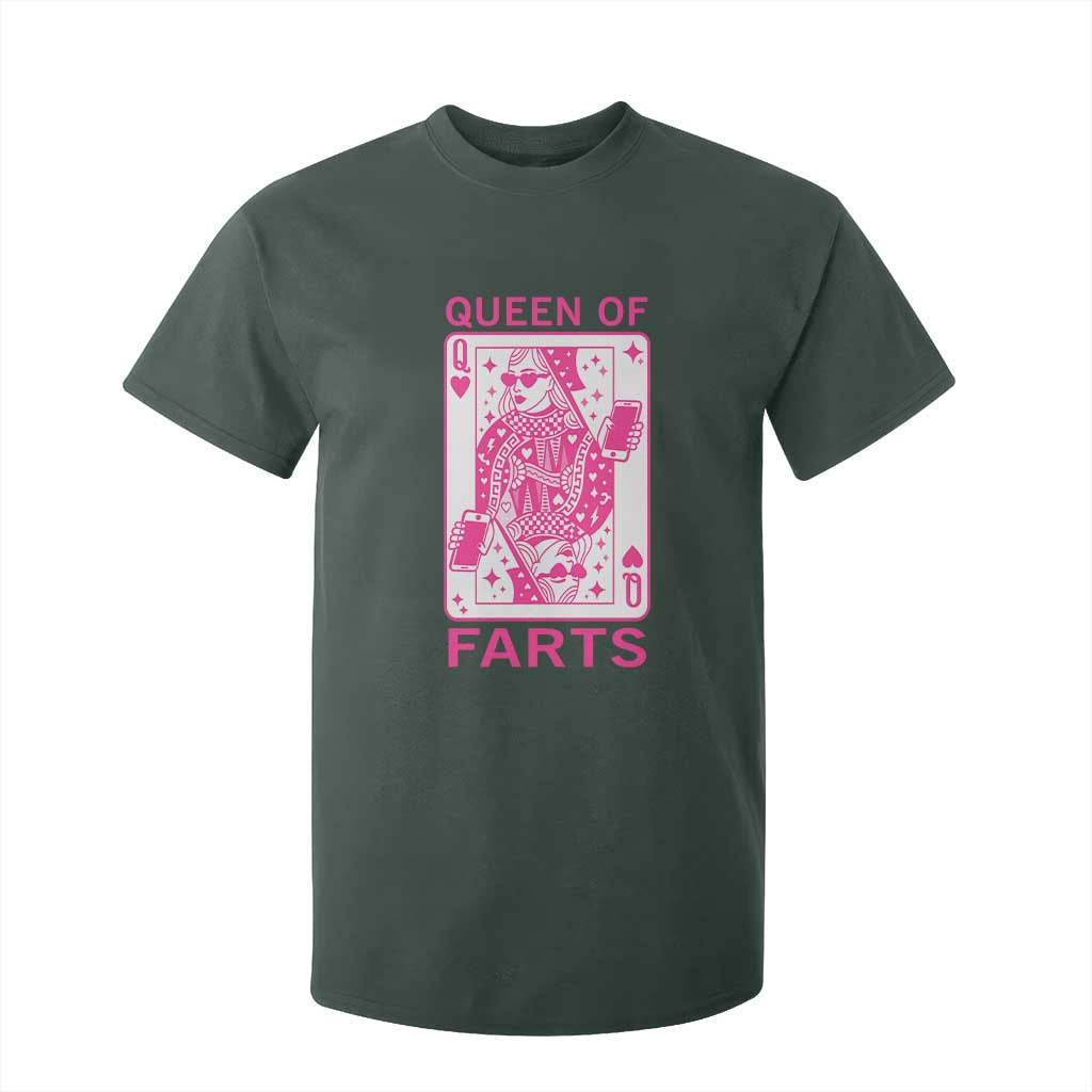 Queen of Farts T Shirt For Kid Funny Joke Inappropriate Fart Prank Gift TS10 Dark Forest Green Print Your Wear