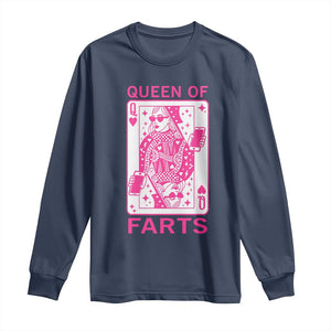 Queen of Farts Long Sleeve Shirt Funny Joke Inappropriate Fart Prank Gift TS10 Navy Print Your Wear